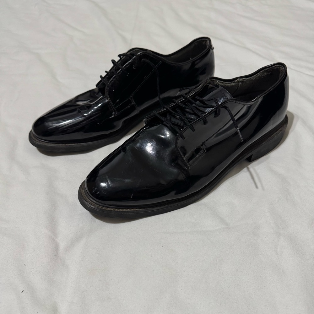 Bates Dress Shoes Mens Size 12 3E Black Patent Leather Oxford Uniform Military